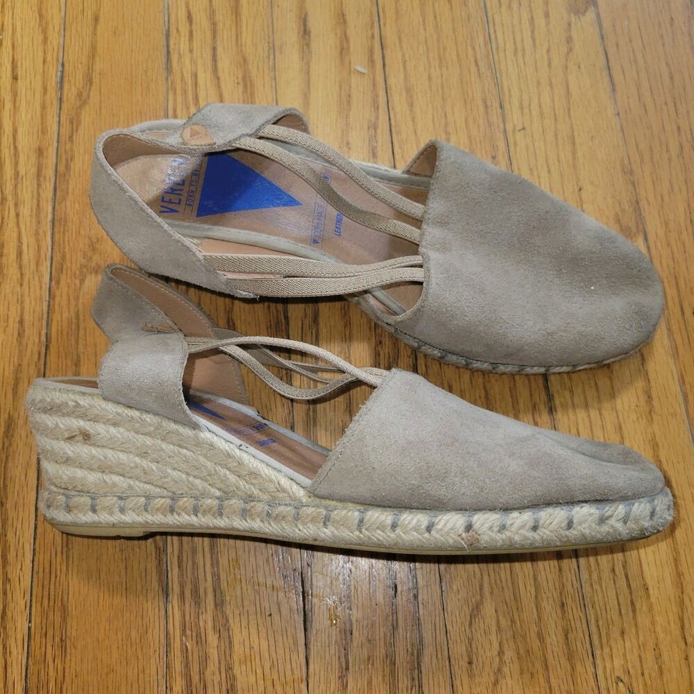 VERBENAS Maika Suede Wedge Sandals Espadrille Size 38 US 7.5